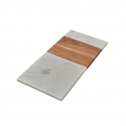 Planche à Servir Rectangulaire Marbre Blanc et Bois 39x18 cm - Be Home Planche à Servir Rectangulaire Marbre Blanc et Bois 39x18 cm - Be Home