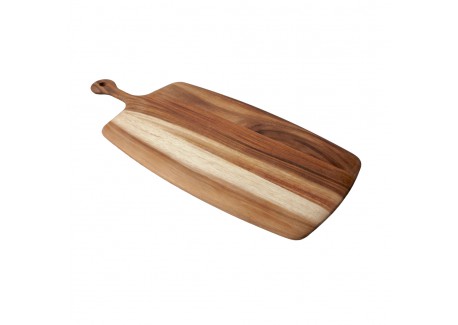 Rechthoekige snij-en serveerplank met handvat van massief acaciahout 59x26 cm - Be Home