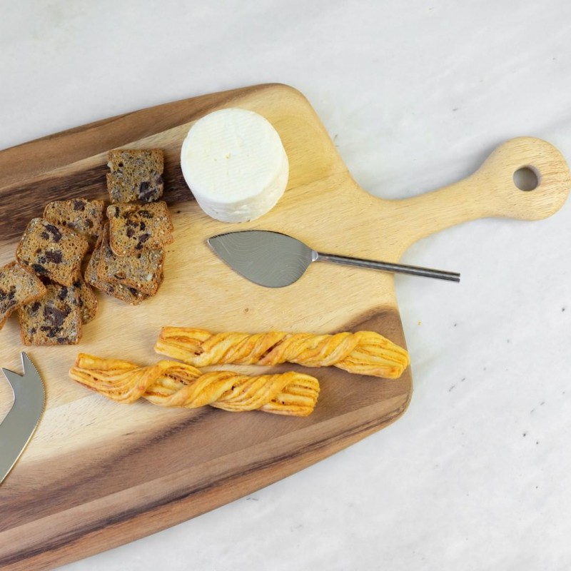 Grande planche à découper en bois d'acacia avec rangement, pince de cuisine,  bois massif, assiette à découper fendue - AliExpress