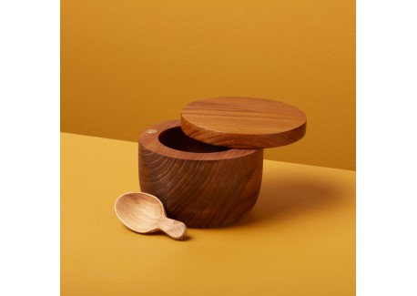 Pot à Sel Sardy En Faïence Blanche - Avec Cuillère En Bois - Neuf