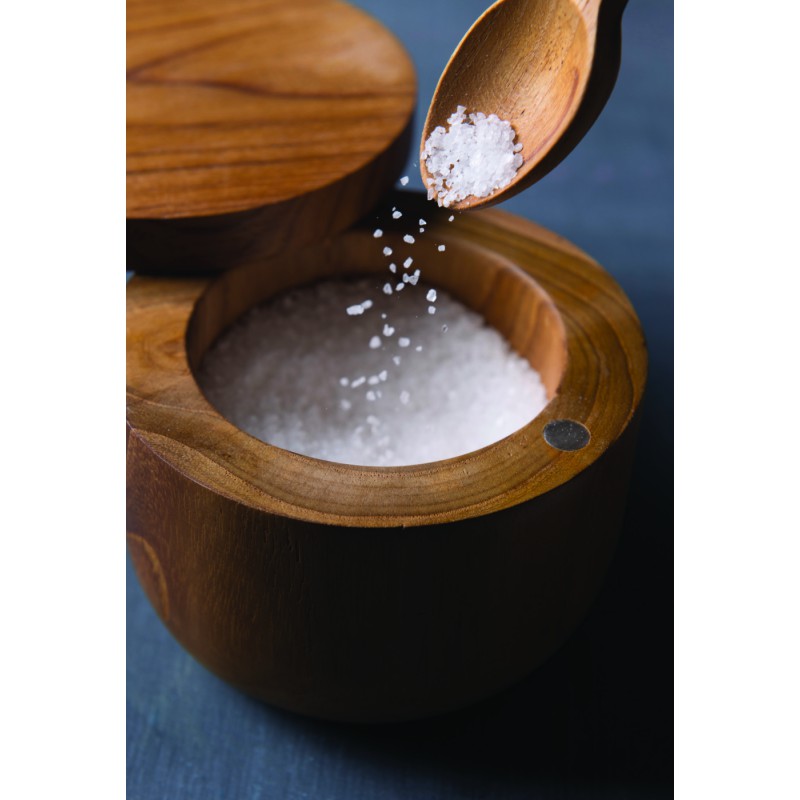 Pot à sel en Bois  Teck avec Couvercle et Cuillère  - Be Home