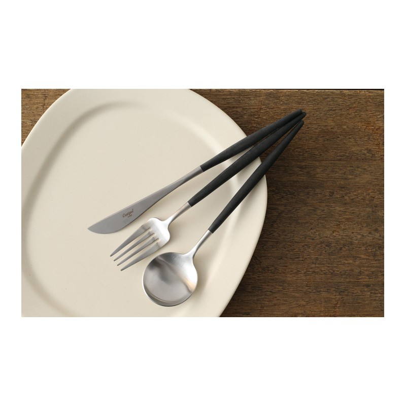 Goa Couteau de Table Brossé Manche Noir  - Cutipol