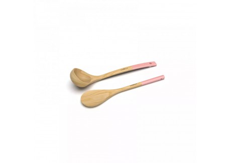 Set Louche + Cuillère Bois Rose Guimauve - Cookut