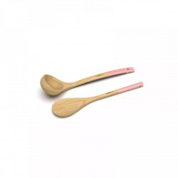 Roze Guimauve Houten Pollepel + Lepel Set - Cookut Roze Guimauve Houten Pollepel + Lepel Set - Cookut