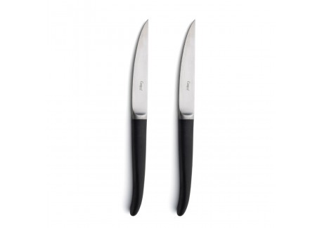 Rib Couteaux à Steak Brossé Manche Noir 2 pces + Coffret - Cutipol