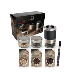 Maestro Bar à Poivres Coffret Moulin à Multi Poivres Bois Graphite 7 pces