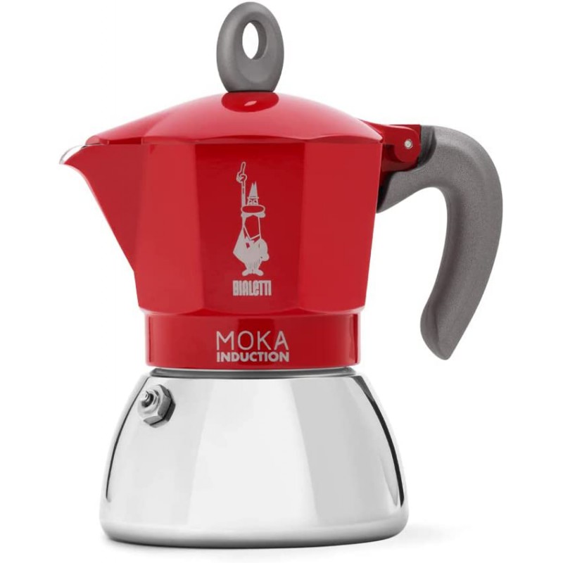 Bialetti - Moka Induction Cafetière 6 Tasses Rouge - Les Secrets du Chef