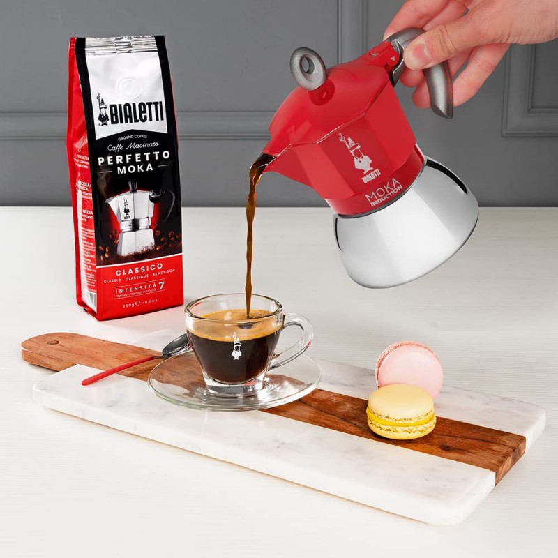 Bialetti - Moka Induction Cafetière 6 Tasses Rouge - Les Secrets du Chef