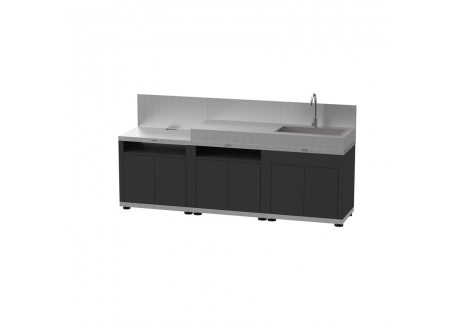 Meubles Cuisine Extérieure 3 Éléments Modulable Inox et Noir - Le Marquier