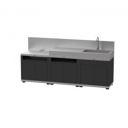 Meubles Cuisine Extérieure 3 Éléments Modulable Inox et Noir - Le Marquier Meubles Cuisine Extérieure 3 Éléments Modulable Inox et Noir - Le Marquier