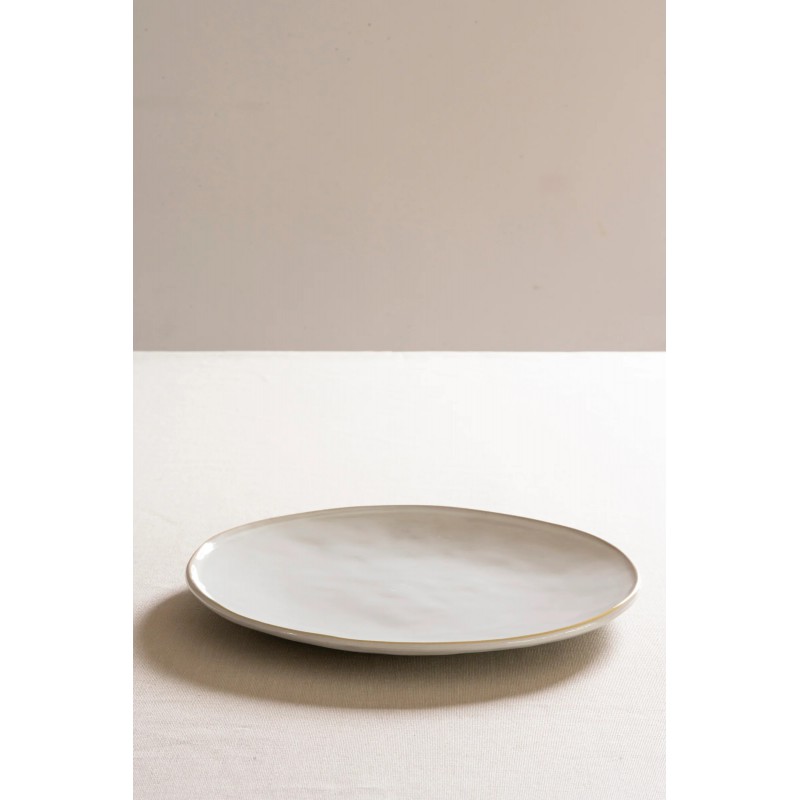Assiette plate en grès - 27,5 cm - Blanc
