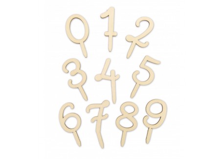 Cake Topper Chiffres 0-9 Bois - Scrapcooking