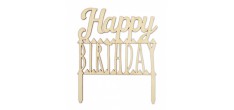 Cake Topper Houten "Happy Birthday"