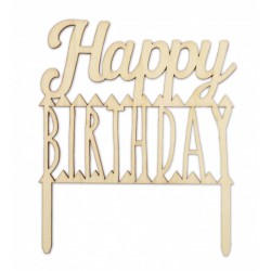 Cake Topper Houten "Happy Birthday"