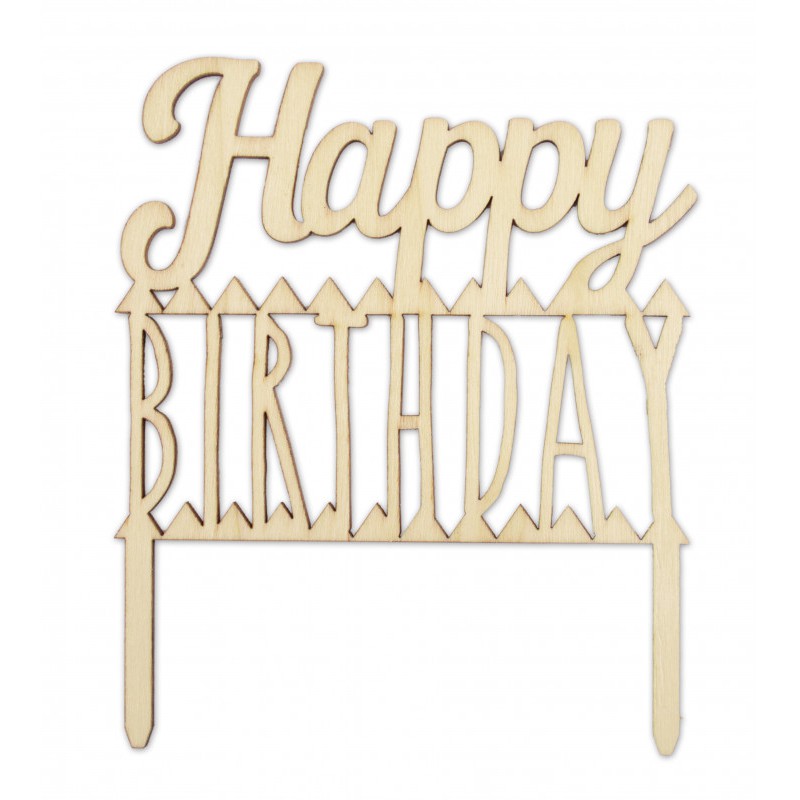 Cake Topper "Happy Birthday" Bois  - Scrapcooking