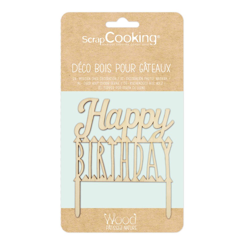 Cake Topper "Happy Birthday" Bois  - Scrapcooking