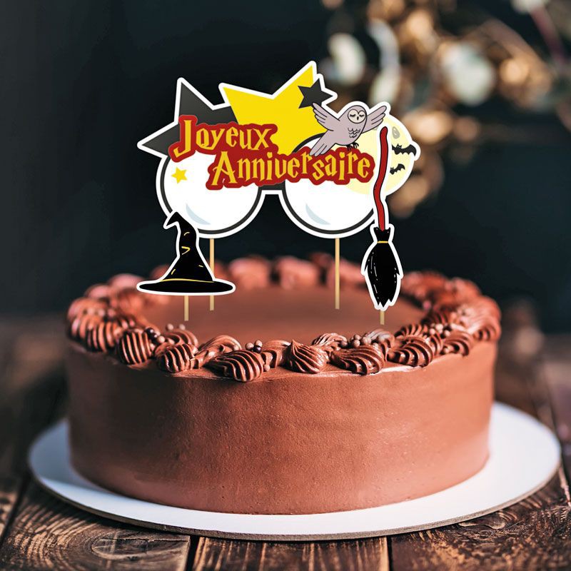 Patisdécor - Cake Topper Joyeux Anniversaire Thème Sorciers