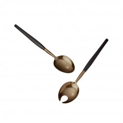 Couverts à Salade Manche Noir Bois Manguier 33,5 cm