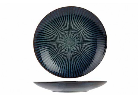 Atlantis Stripe Assiette Plate  Bleu Azur Ombré 27,5 cm - Cosy Trendy