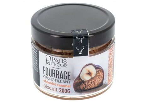 Melkchocolade en Karamel met Koekjeschips Vulling 200 g - Patisdécor