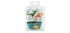 Kit Déco & Caissettes Cupcakes Papier Dino 24 pcs