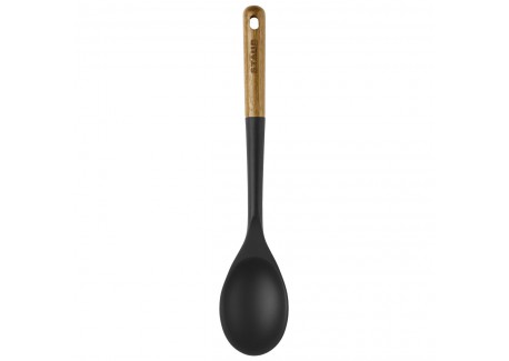 Cuillère à Servir Silicone Noir Manche Bois 31 cm - Staub