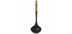 Louche à Soupe Silicone Noir Manche Bois 31 cm
