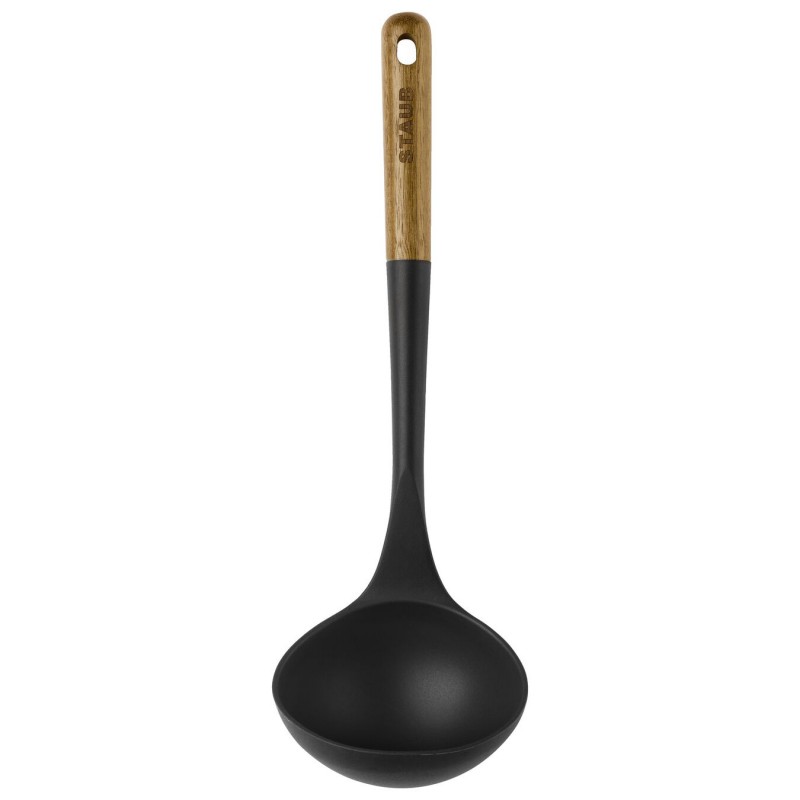 Staub - Louche à Soupe Manche Bois Silicone Noir 31 cm - Les Secrets du Chef