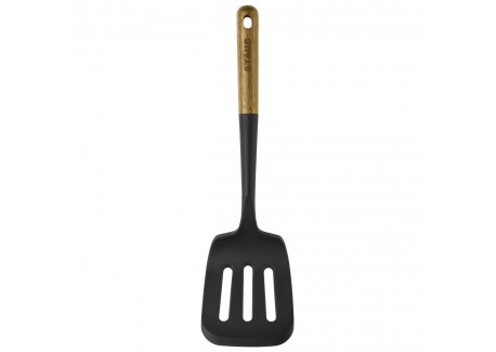 Opengewerkte Spatel Houten Handvat Zwart Silicone 31 cm - Staub