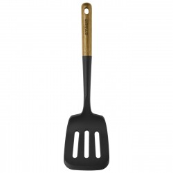 Spatule Ajourée Silicone Noir Manche Bois 31 cm - Staub Spatule Ajourée Silicone Noir Manche Bois 31 cm - Staub
