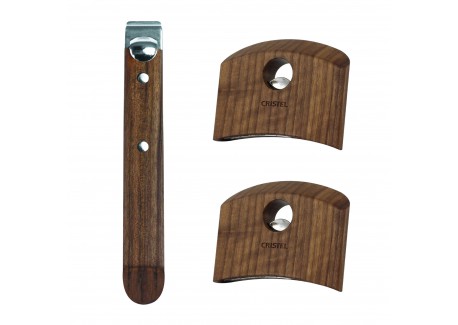 Casteline Set Poignées et Manche Amovibles Bois de Noyer 3 pcs - Cristel