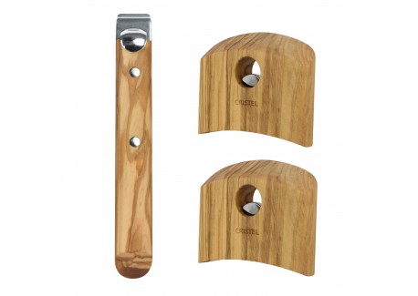 Casteline Set Poignée et Manches Amovibles Bois d'Olivier 3 pcs - Cristel