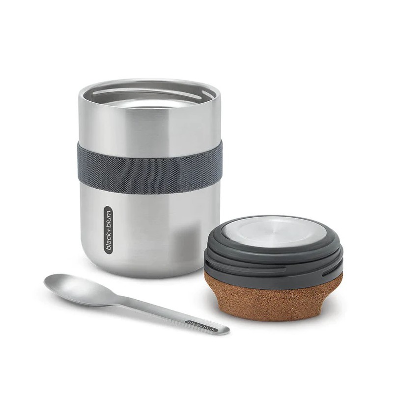 Black+Blum - Lunch Box Isotherme Inox avec Elastique Gris 550 ml