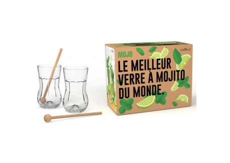 Mojo Coffret 2 Verres à Mojito + 2 Pilons à Cocktails  - Cookut