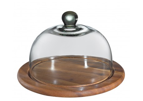 Acaciahout Rond Kaasblad met Glazen Cloche 30 cm - Zassenhaus