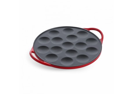 Bourgogne Poêle à Blinis en Fonte 25 cm Rouge - BK Cookware