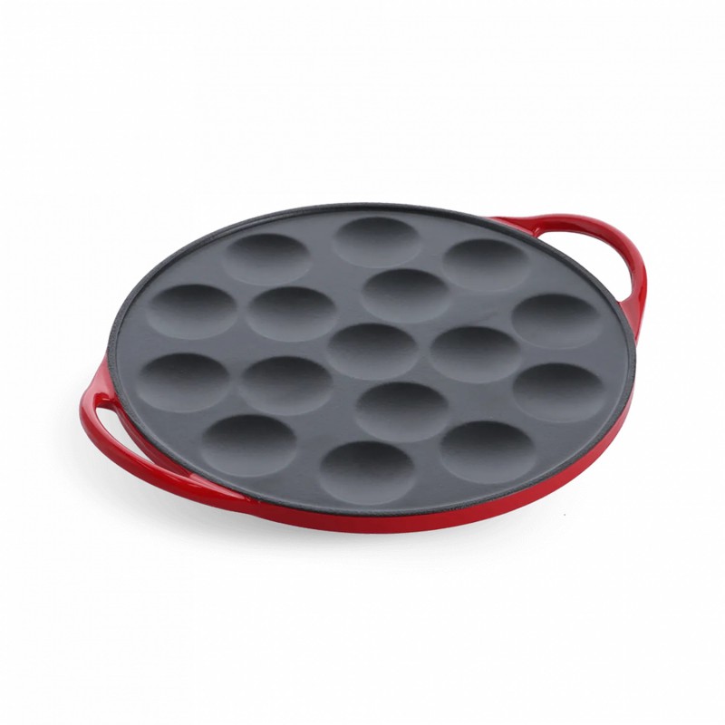 Pickering De databank vergeven BK Cookware - Bourgogne Gietijzeren Poffertjes Pan 25cm Rood - Les Secrets  du Chef