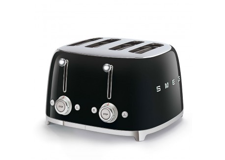 Grille-Pain 4 Tranches Inox Noir TSF03BLEU - Smeg
