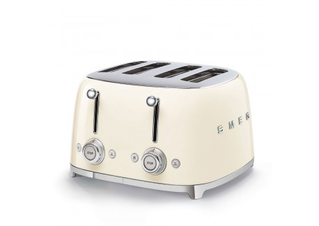 Grille-Pain 4 Tranches Inox Blanc Creme TSF03CREU - Smeg