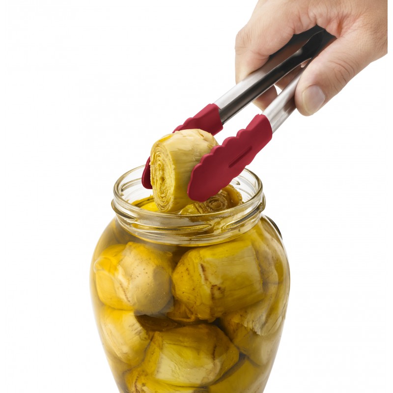 Piccolo Mini Pince de Cuisine Universelle Silicone Rouge et Inox 18 cm - Cuisipro