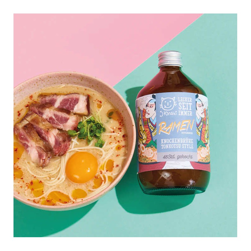 J.Kinski Biologische Tonkotsustijl Varkensbouillon 525 ml Les