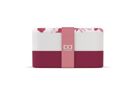 MONBENTO Bento Box MB Original Magnolia - Roze Lunchtrommel 1 Liter Met 2 Vakken - Lekvrij, Magnetron & Vaatwasserbestendig - Made In France