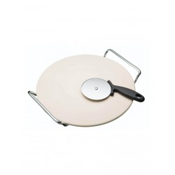 Pizzasteen met Houder 32 cm en Pizzasnijder - KitchenCraft Pizzasteen met Houder 32 cm en Pizzasnijder - KitchenCraft