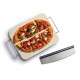 Rechthoekige Pizzasteen met Houder 37,5x30 cm en Pizzasnijder - KitchenCraft