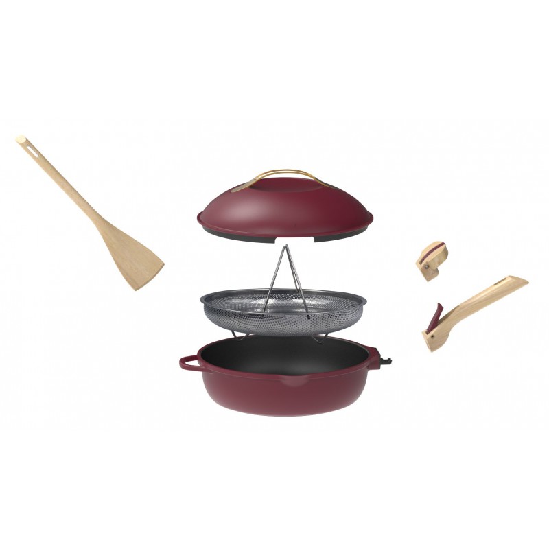 Fabuleuse Poêle Anti-Adhésive 8 en1 28 cm Bordeaux Rubis 4,5L  - Cookut