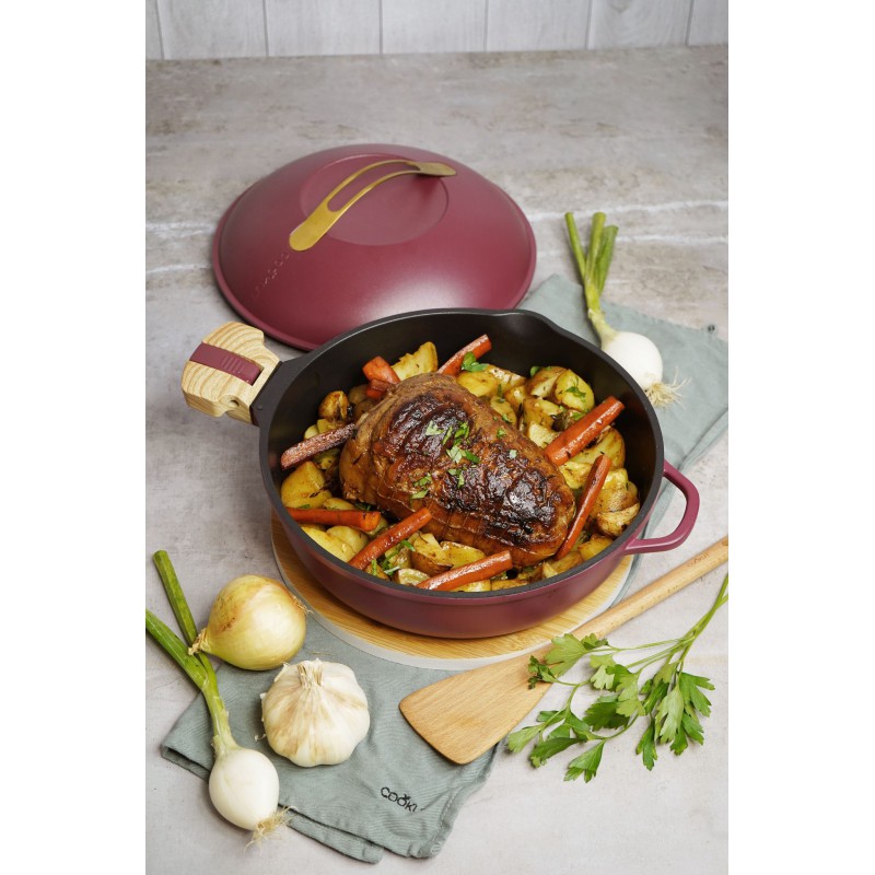 Fabuleuse Poêle Anti-Adhésive 8 en1 28 cm Bordeaux Rubis 4,5L  - Cookut