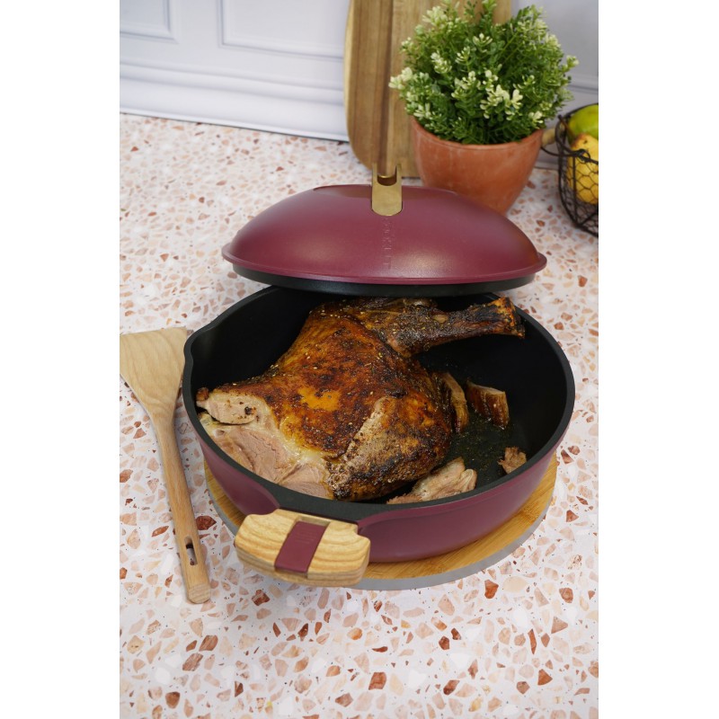 Fabuleuse Poêle Anti-Adhésive 8 en1 28 cm Bordeaux Rubis 4,5L  - Cookut