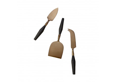 Set van 3 kaasmessen met handvat van zwart mangohout - Be Home