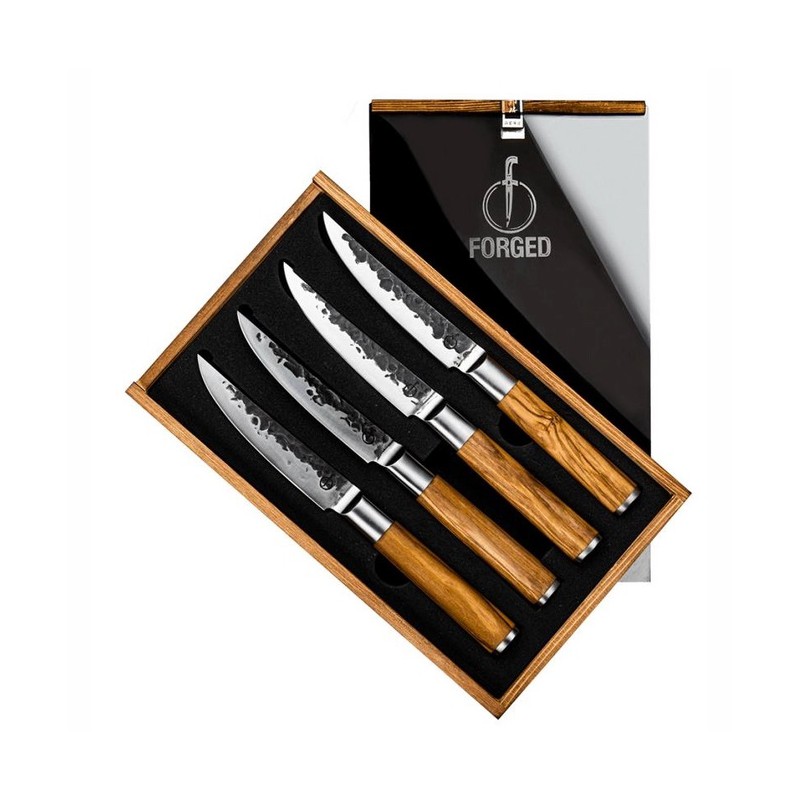 Forged - Olive Set de Couteaux à Steak 4 pcs - Les Secrets du Chef