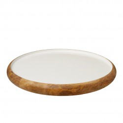 Plateau Tournant Rond Bois de Manguier et Résine Blanche 35 cm - Be Home Plateau Tournant Rond Bois de Manguier et Résine Blanche 35 cm - Be Home